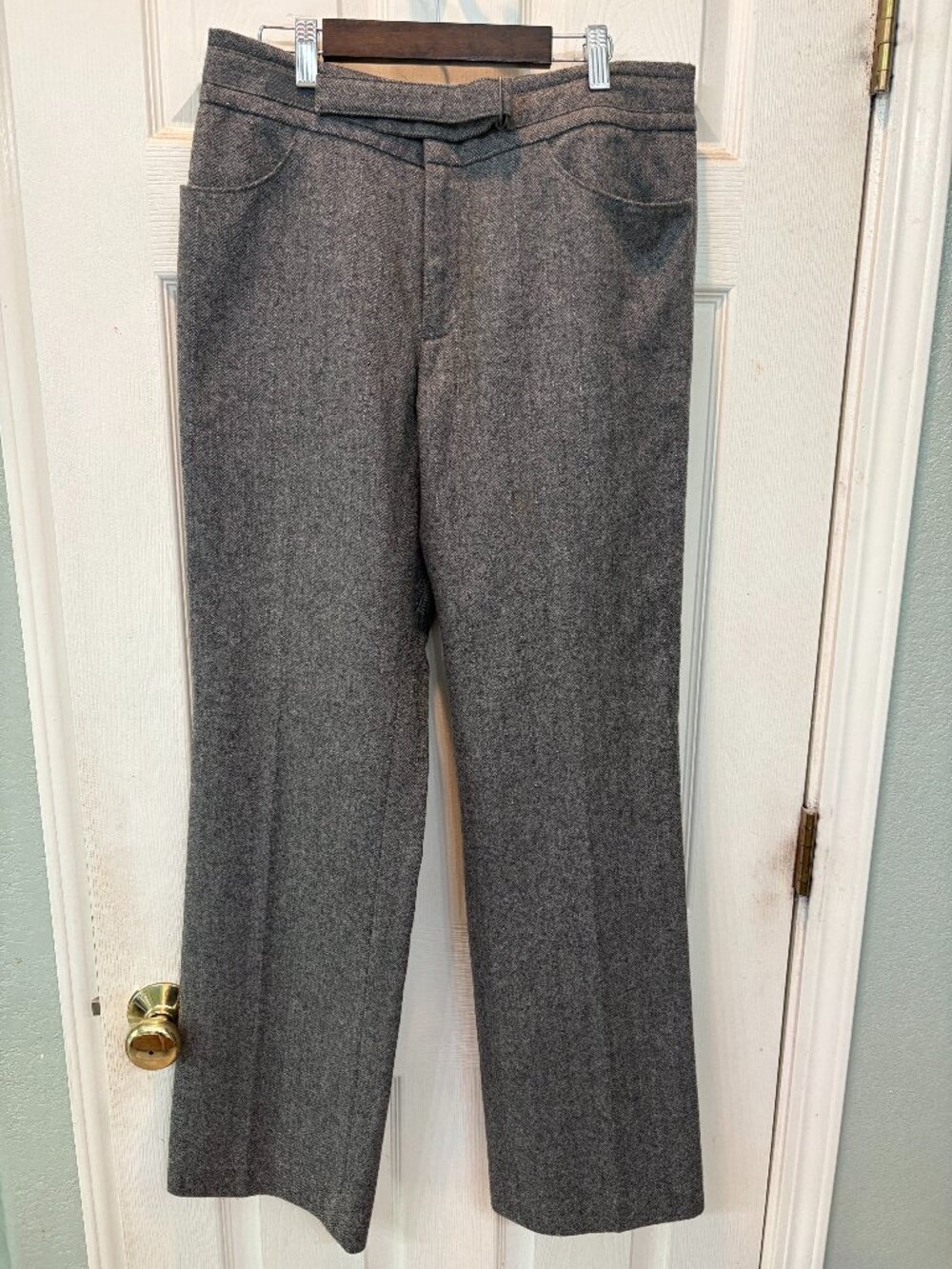 🔥 GAP Grey Wool Herringbone Glitter Pinstripe Trousers • Size 10R • Winter Luxe